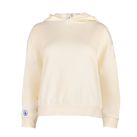Bone hoodie with Ocearch fin logo on right sleeve