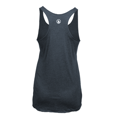 rear view of ladies indigo racerback tank
