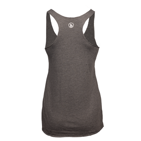 rear view of ladies premium heather racerback tank