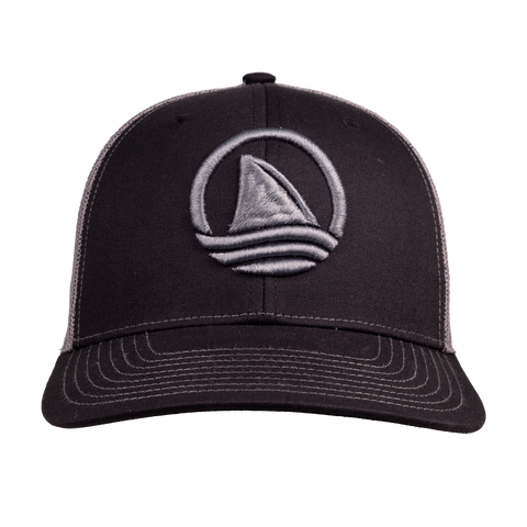 Black Meshback Snapback with charcoal Ocearch icon logo on front