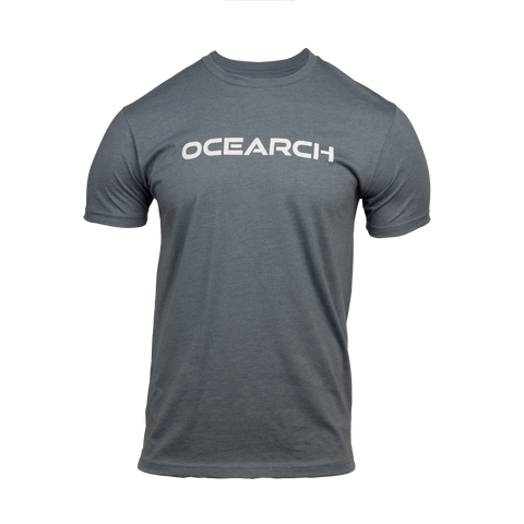indigo tee with "OCEARCH" text on chest