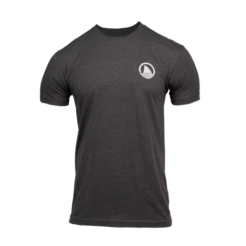 Charcoal tee with ocearch icon logo on left chest