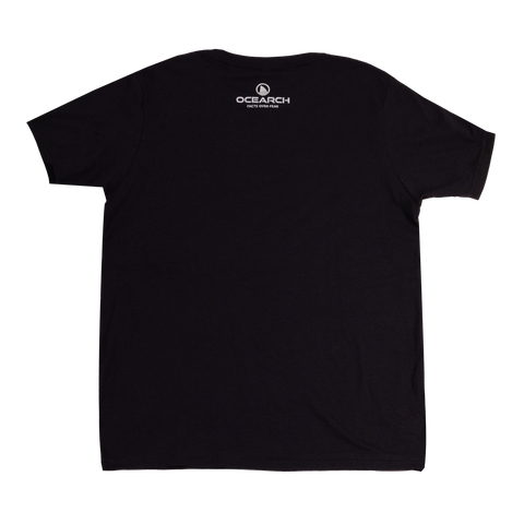 Rear view of Youth Black tee with icon Ocearch logo and "OCEARCH FACTS OVER FEAR" text on upper back