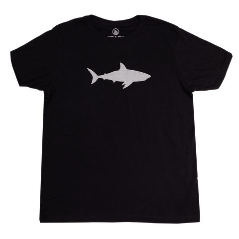 Youth Black tee with shark silhouette on front