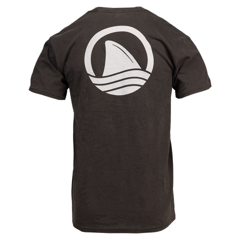 Rear view of Gunmetal tee with large Ocearch logo on back