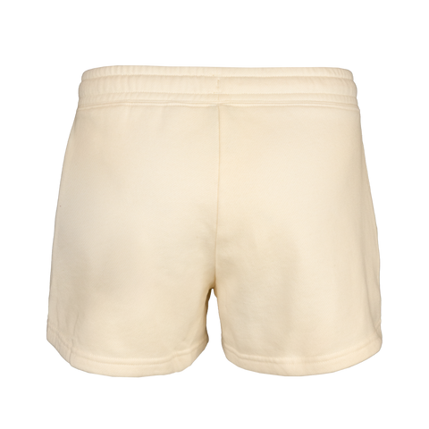 Rear view of bone shorts on a white background