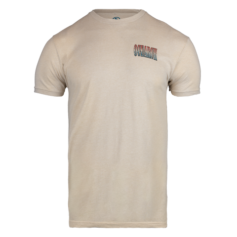 Cream tee with ocearch on left chest