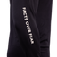 Closeup of sleeve of black Performance Hoodie showing white "FACTS OVER FEAR" text