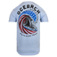 Light blue tee with shark fin swimming in wave stylized as american flag with text "OCEARCH FACTS OVER FEAR"