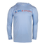 Light blue hoodie with red white and blue 'OCEARCH' logo on a white background