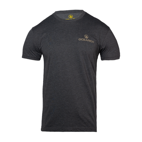 Charcoal t-shirt with an OCEARCH logo on left chest