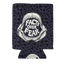 shark tooth pattern drink can cooler with shark jaw graphic on side with text "FACTS OVER FEAR"