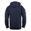 Rear view of Navy hoodie with white Ocearch fin logo on right shoulder