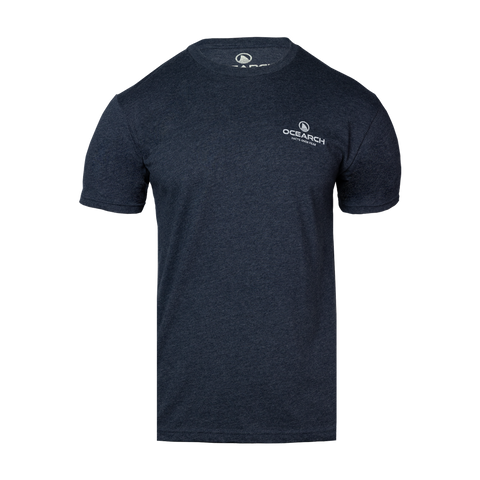Navy tee with "OCEARCH" logo on left chest