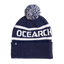 Navy / White pom beanie with "OCEARCH" text on beanie 