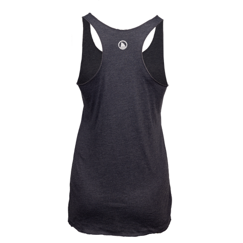 rear view of ladies vintage navy racerback tank