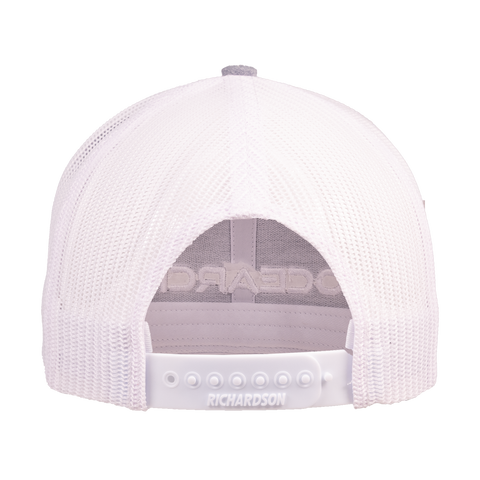 rear view of Navy/white/grey snapback showing adjustable back