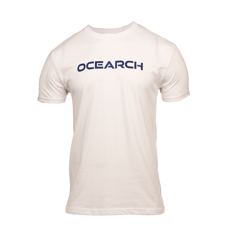 White tee with "OCEARCH" text on chest
