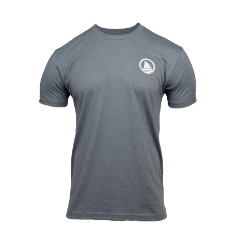 Indigo tee with ocearch icon logo on left chest