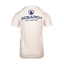 Rear view of white tee with stacked Ocearch icon logo with text "OCEARCH FACTS OVER FEAR"