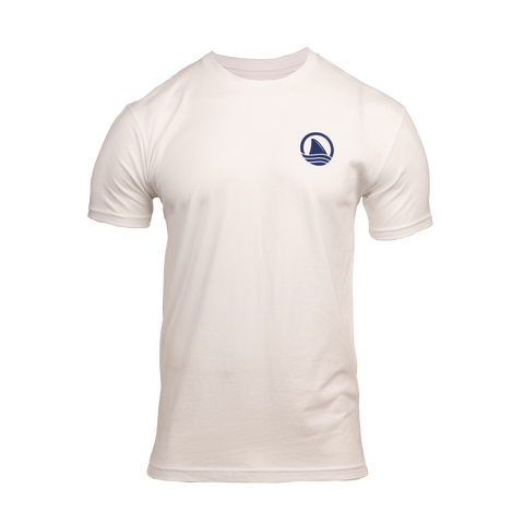White tee with ocearch icon logo on left chest