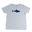 Youth Ice Blue tee with shark silhouette on front