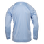 Rear view of Men's blue mist long sleeve performance tee with Ocearch logo on upper back