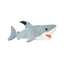 Plush shark with tracker on fin on a white background
