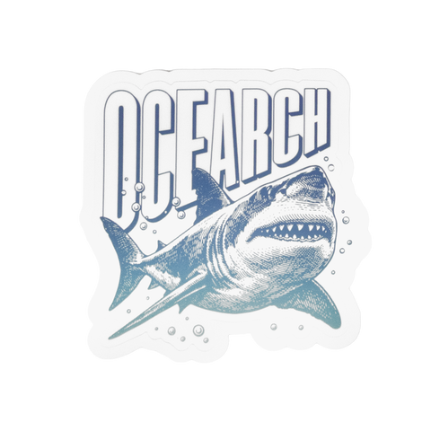 Sticker with a shark illustration and 'OCEARCH' text on a white background