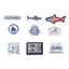 Collection of 9 Ocearch stickers on a white background