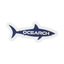 Ocearch logo on a shark-shaped sticker