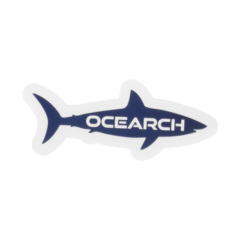 Ocearch logo on a shark-shaped sticker