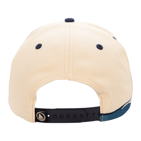 Rear view of Natural/Navy Structured 5-Panel Hat 