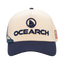 Natural/Navy Structured 5-Panel Hat with "OCEARCH" text and logo on front