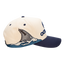 Natural/Navy Structured 5-Panel Hat showing tagged shark fin on right side