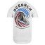 White tee with shark fin swimming in wave stylized as american flag with text "OCEARCH FACTS OVER FEAR"